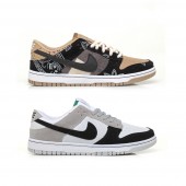 Kit 2 Pares Dunk Low Preto Cinza Camurça E Cactus Jack